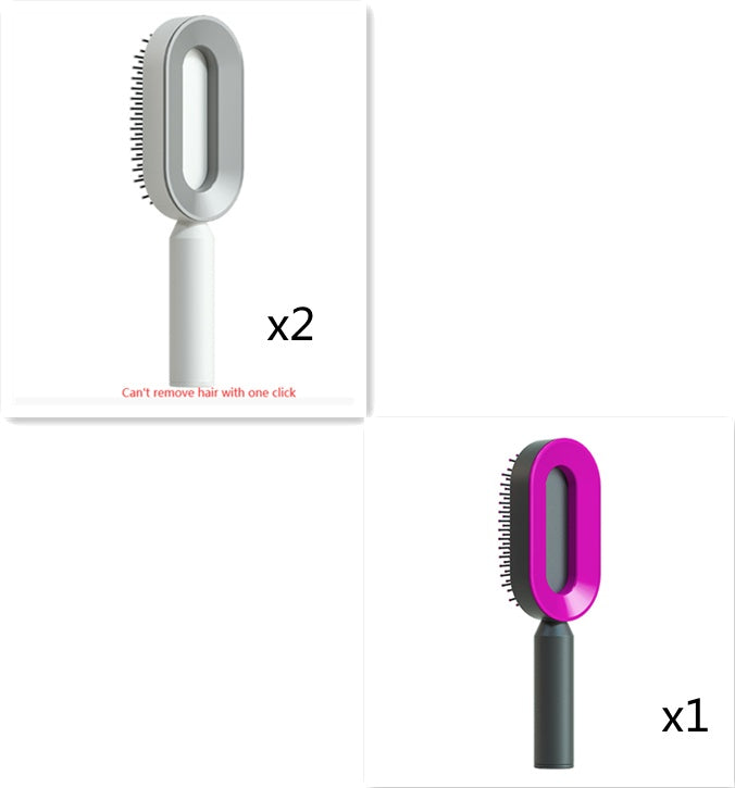 Self Cleaning Hair Brush For Women One-key Cleaning Hair Loss Airbag Massage Scalp Comb Anti-Static Hairbrush - Nordic Beauty