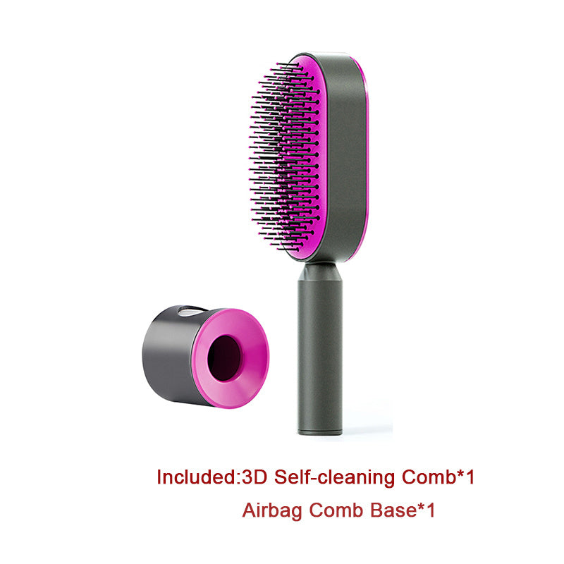 Self Cleaning Hair Brush For Women One-key Cleaning Hair Loss Airbag Massage Scalp Comb Anti-Static Hairbrush - Nordic Beauty