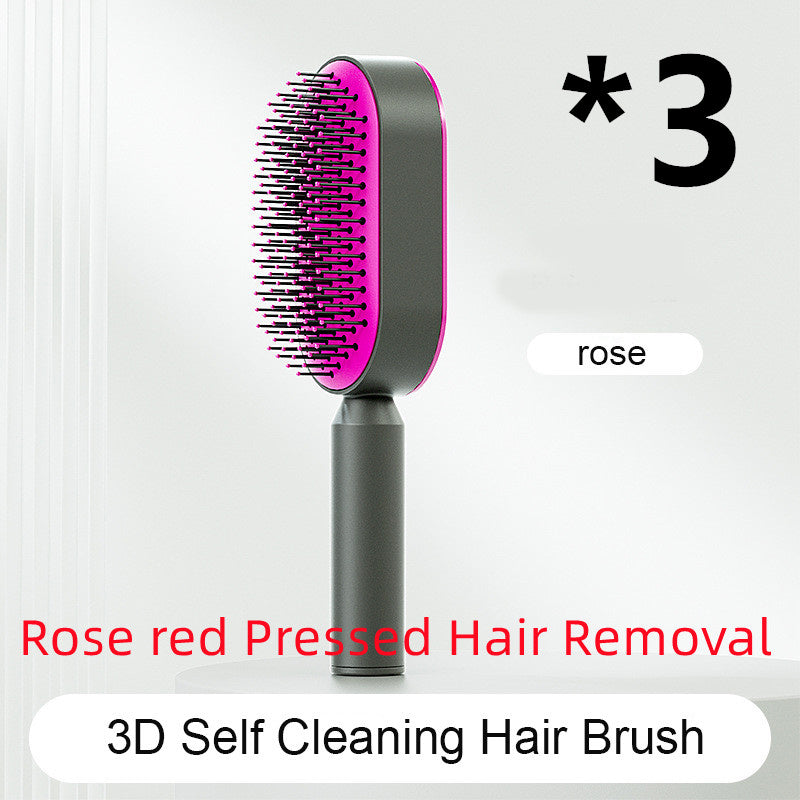 Self Cleaning Hair Brush For Women One-key Cleaning Hair Loss Airbag Massage Scalp Comb Anti-Static Hairbrush - Nordic Beauty