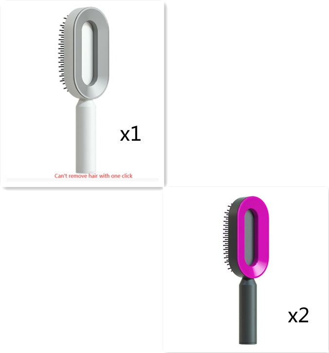 Self Cleaning Hair Brush For Women One-key Cleaning Hair Loss Airbag Massage Scalp Comb Anti-Static Hairbrush - Nordic Beauty