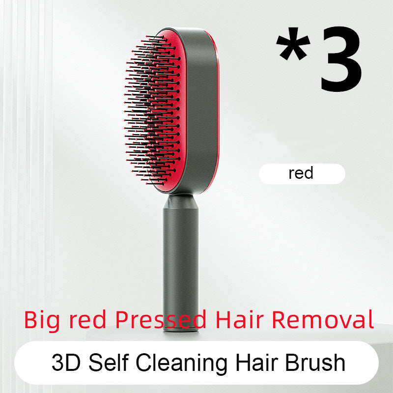 Self Cleaning Hair Brush For Women One-key Cleaning Hair Loss Airbag Massage Scalp Comb Anti-Static Hairbrush - Nordic Beauty