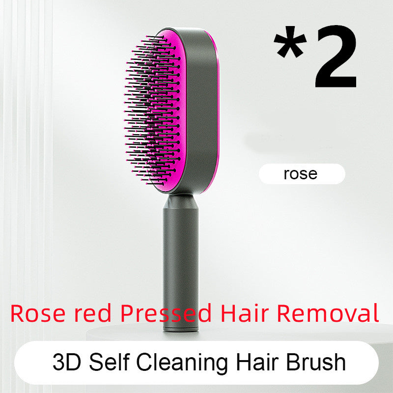 Self Cleaning Hair Brush For Women One-key Cleaning Hair Loss Airbag Massage Scalp Comb Anti-Static Hairbrush - Nordic Beauty