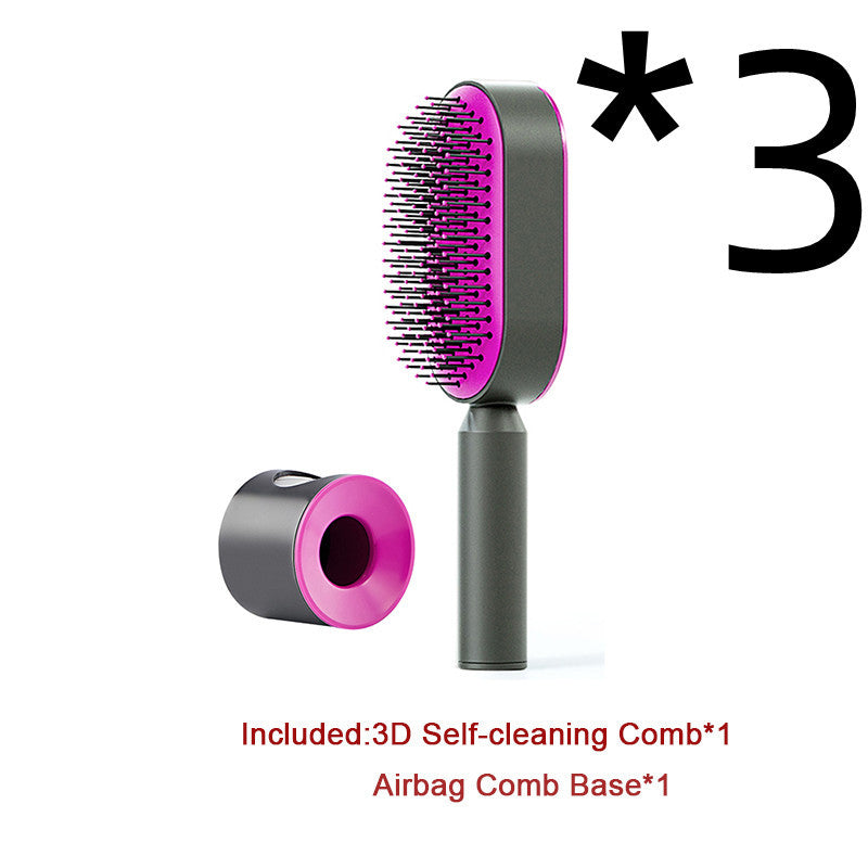 Self Cleaning Hair Brush For Women One-key Cleaning Hair Loss Airbag Massage Scalp Comb Anti-Static Hairbrush - Nordic Beauty