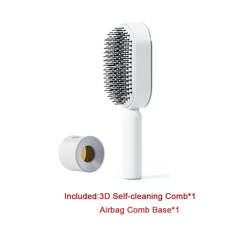 Self Cleaning Hair Brush For Women One-key Cleaning Hair Loss Airbag Massage Scalp Comb Anti-Static Hairbrush - Nordic Beauty