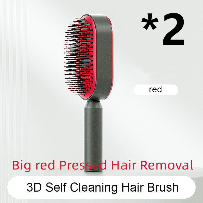 Self Cleaning Hair Brush For Women One-key Cleaning Hair Loss Airbag Massage Scalp Comb Anti-Static Hairbrush - Nordic Beauty