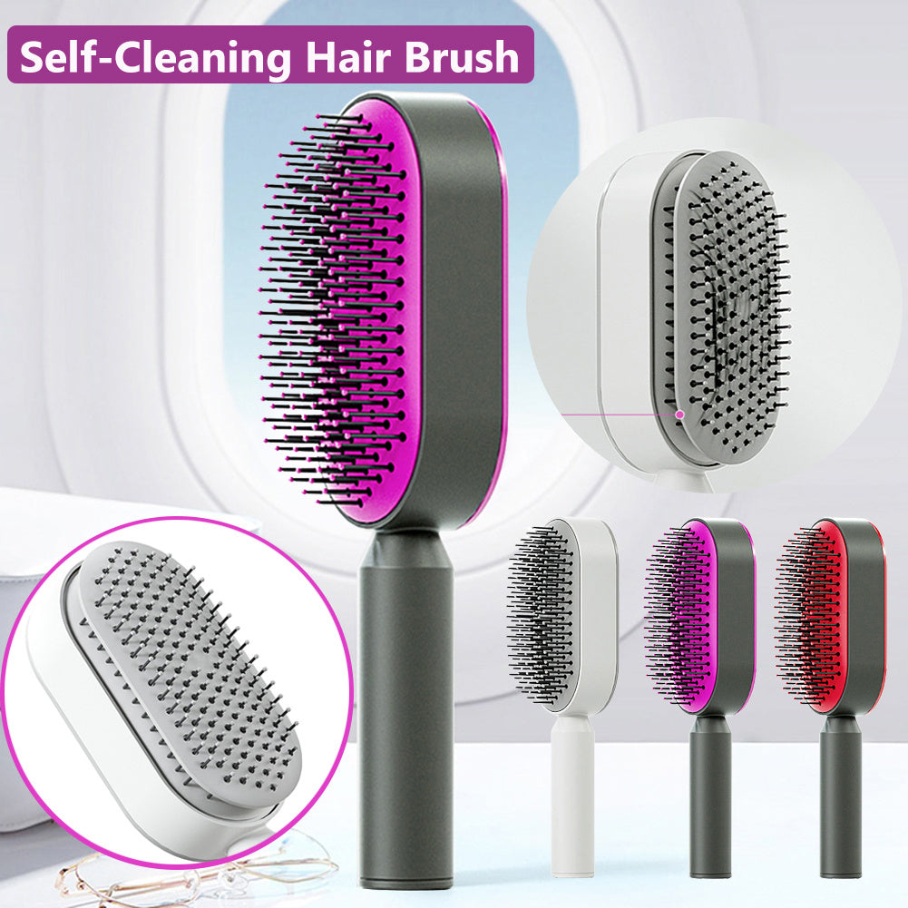 Self Cleaning Hair Brush For Women One-key Cleaning Hair Loss Airbag Massage Scalp Comb Anti-Static Hairbrush - Nordic Beauty