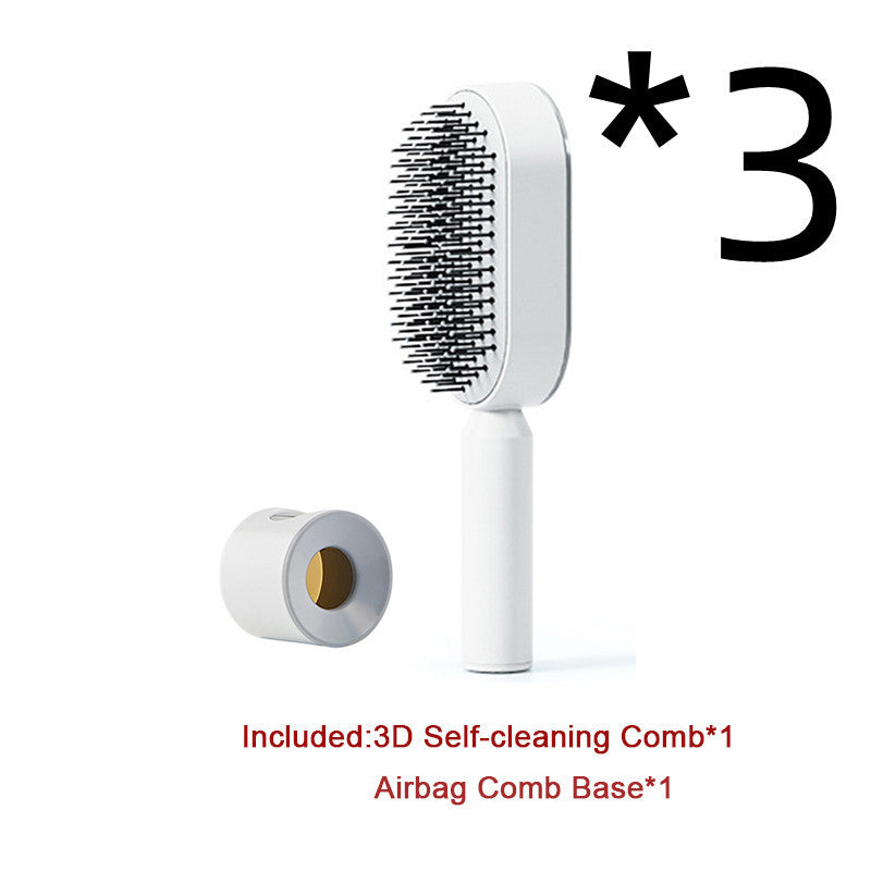 Self Cleaning Hair Brush For Women One-key Cleaning Hair Loss Airbag Massage Scalp Comb Anti-Static Hairbrush - Nordic Beauty